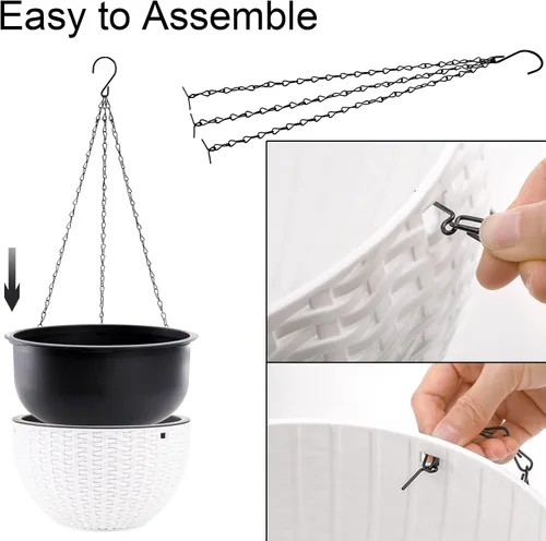 Miniatura 3 de Foraineam Paquete de 2 macetas dobles con diseño de macetas colgantes de riego automático para plantas y flores para interiores y exteriores