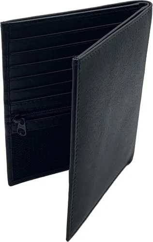 Miniatura 5 de Soporte para pasaporte de viaje de cuero genuino con bloqueo RFID, Negro -, Cartera Rfid