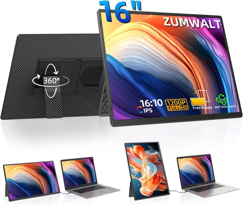 Miniatura 9 de ZUMWALT Extensor de pantalla para laptop de 15.6 pulgadas, extensor de monitor de portátil desmontable FHD de 1080P, monitor dual para Laotop