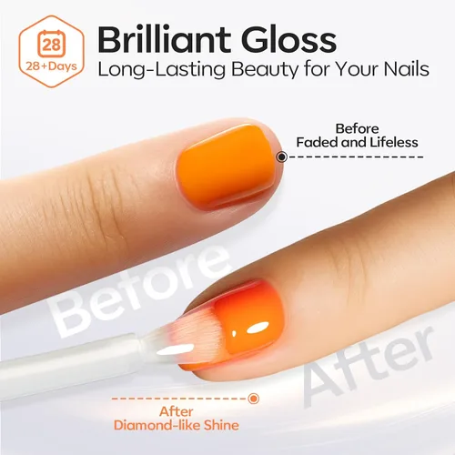 Miniatura 6 de modelones Juego de esmalte de uñas de gel, 0.5 onzas líquidas, base sedosa mejorada y capa superior extra brillante, transparente, no se limpia