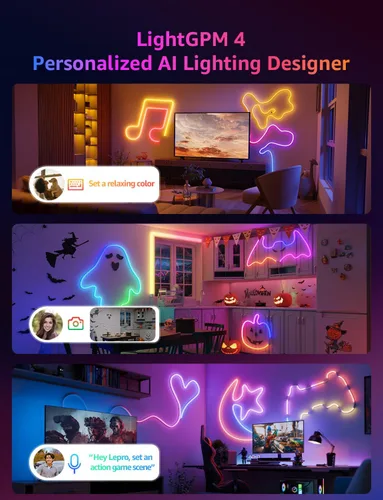 Miniatura 2 de Lepro N1 AI - Cuerda de luces RGB inteligentes para Navidad, diseñador de iluminación AI personalizado, sincronización de música LightBeats