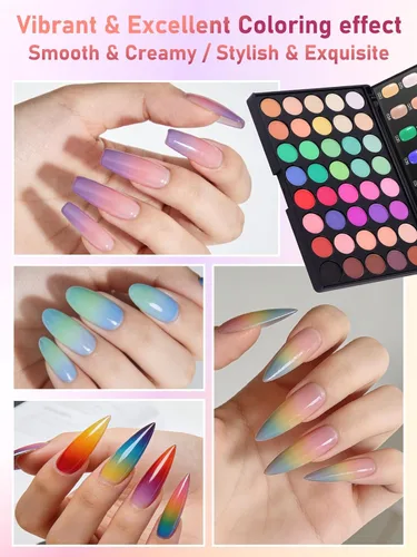 Miniatura 3 de EBANKU Juego de polvos de pigmentos de uñas de 40 colores, paleta profesional de pigmentos de polvo de uñas con tonos iridiscentes para manicura