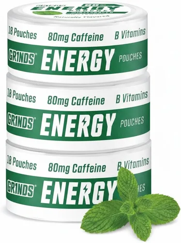 Miniatura 16 de Bolsas de energía Grinds - Bolsas de cafeína natural - Contiene vitaminas B, sin azúcar y 0 calorías - 80 mg de cafeína en cada bolsa - Genciana