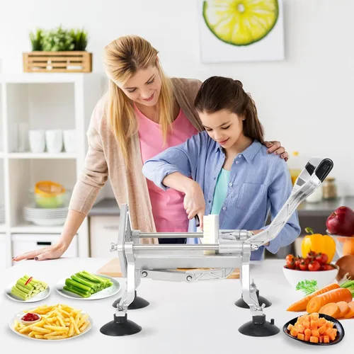Miniatura 7 de Anatole Cortador comercial de papas fritas con cuchillas de acero inoxidable de 1/2 pulgadas, 3/8 pulgadas, 1/4 pulgadas, 8 cuñas, cortador de papas