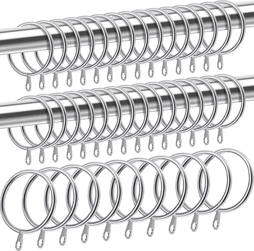 Miniatura 19 de Shappy Paquete de 40 anillos de metal para cortinero con ojales de diámetro interno de 0.98 pulgadas, se adapta a cortineros de hasta 0.7 pulgadas