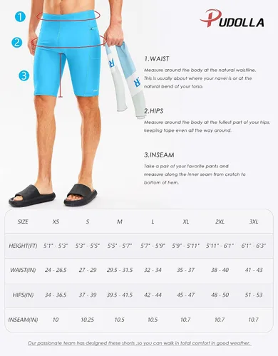 Miniatura 7 de Pudolla Men's Swim Jammers with Zipper Pockets Durable Athletic Swimsuit Shorts for Men Lap Swimming Training Competition