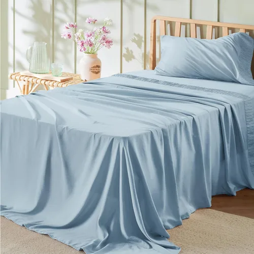 Miniatura 58 de Bedsure Sábanas de tamaño King – Sábanas suaves para cama de tamaño King, 4 piezas de hotel de lujo verde menta, juego de sábanas refrescantes de 11