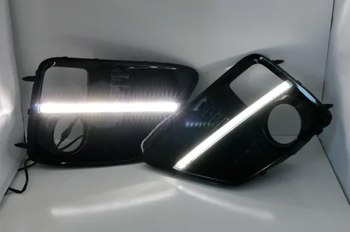Miniatura 2 de iJDMTOY - Luces LED de circulación diurna JDM con acabado en negro piano, Carcasas de faros antiniebla LED DRL para Subaru, Blanco xenón
