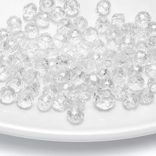 Miniatura 27 de 786 cuentas de cristal de 4 tamaños, cuentas de cristal Rondelle facetadas, cuentas de cristal Briolette, cuentas espaciadoras para pulseras, Ámbar