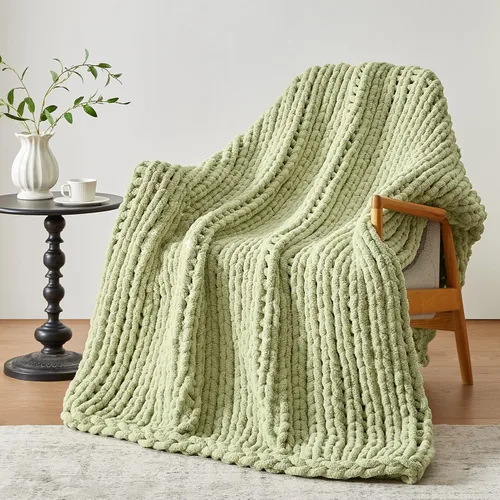Miniatura 13 de Negwoo - Manta de punto grueso, de felpilla, para cama y sofá, manta de ganchillo hecha a mano, grande y gruesa, lavable a máquina, bonita y cómoda