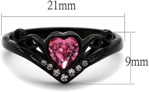Miniatura 2 de Marimor Jewelry Anillo de moda de acero inoxidable con circonita rosa para mujer, talla 5-10