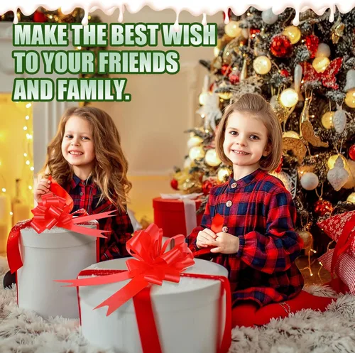 Miniatura 5 de 100 lazos de Navidad de 5 pulgadas para envoltura de regalos, lazos de envoltura de regalos con cinta para regalos de Navidad, decoración de boda