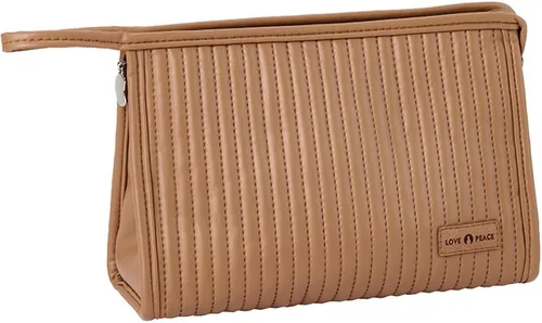 Bolsa de maquillaje para mujer, bolsa grande con cremallera para uso diario, bolsa de cosméticos de piel sintética, bolsa de cuidado de la piel con