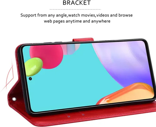 Miniatura 4 de Funda para Redmi Note 11 Note 11S, correa de muñeca con función atril de piel sintética, tarjetero para tarjetas de efectivo, funda protectora a Rojo