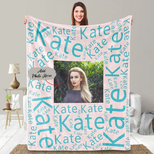 UFOORO Regalos de cumpleaños para mujeres, manta personalizada, regalos para él, nombre y foto personalizados, regalos para mamá, regalos para