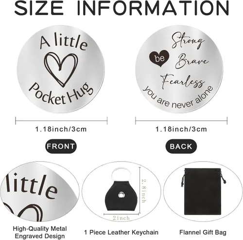 Miniatura 2 de Sureio Ficha de recuerdo de bolsillo para relaciones a larga distancia, recuerdo de acero inoxidable, regalo inspirador de doble cara con llavero