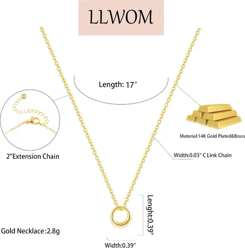 Miniatura 6 de LLWOM Collar de oro para mujer, collar de estrella de David con circonita cúbica chapada en oro de 14 quilates, collar contra el mal de ojo, collar