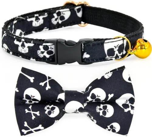 Miniatura 23 de Collar de Gato Azul con Diseño de Búfalo a Cuadros, Conjunto de Lazo para Boda/Cumpleaños, Collar Separable para Gatito