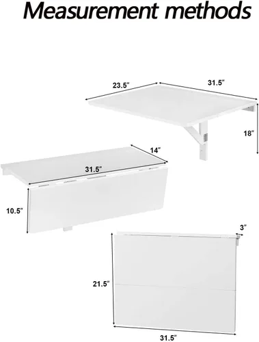 Mesa plegable flotante montada en la pared, mesa plegable montada en la pared, mesa plegable para espacios pequeños, mesa montada en la pared para