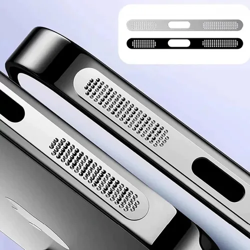 Miniatura 6 de para iPhone 16 Pro Max Auricular Parlante Malla Anti Polvo Adhesiva Cubierta - 5 PIEZAS / Negro