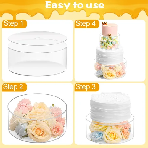Miniatura 3 de Choowin 2 soportes acrílicos para tartas con tapa, soporte flotante transparente para tartas, soporte redondo para tartas, soporte redondo
