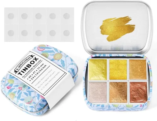 Miniatura 14 de Caja de estuche de pintura de acuarela portátil de mini lata de 12 celdas vacía es un pequeño kit de viaje de almacenamiento con clip magnético