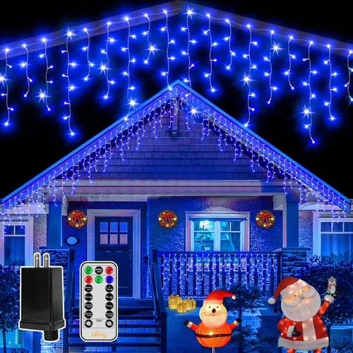 Miniatura 14 de Ollny Luces de carámbano de 504 LED/41 pies, blancas cálidas y frías, con control remoto, 8 modos, temporizadores, impermeables, colgantes
