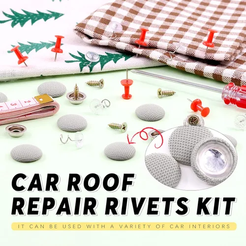 Miniatura 3 de Swpeet Kit de reparación de techo de techo de coche gris de 272 piezas con remaches, cosas y herramienta de instalación, pasadores de falda de cama
