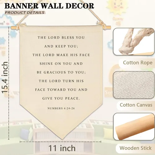 Miniatura 6 de Letrero con versículo bíblico, banderín, decoración de las Escrituras, regalo para bebés, niños, niñas, recién nacidos, letrero de pared, regalo