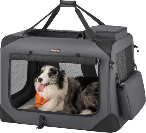 Miniatura 17 de Feandrea Jaula Plegable Suave para Perros de 32 Pulgadas, Jaula de Viaje Portátil para Perros para Uso Interior y Exterior, Transportín Kennel