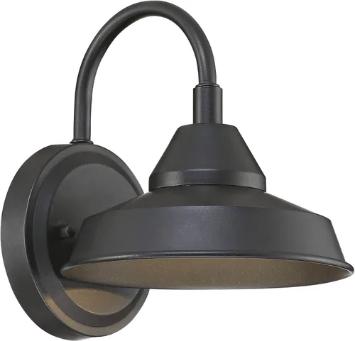 Miniatura 2 de John Timberland Westley - Lámpara rústica de estilo granero para exteriores, brazo de cuello de cisne LED negro, 8 1/2 pulgadas, para terraza