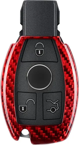 Miniatura 7 de Funda para llavero de fibra de carbono real compatible con Mercedes Benz, protector de llavero T-carbon para Benz A B C E S G M V Class CLA CLS GLA