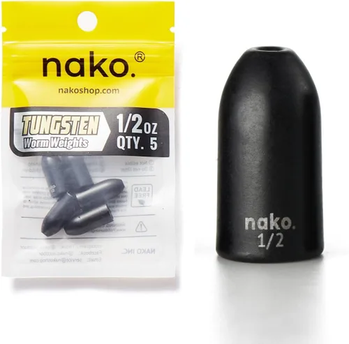 Nako - Pesas de bala de tungsteno para pesca, de 1/32 oz a 3/4 oz, color calabaza negra y verde sin astillas, pesas de pesca para aparejo de Texas,