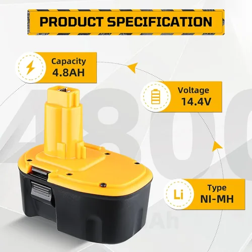 Miniatura 2 de 2 paquetes de 4.8 Ah Ni-MH DC9091 de repuesto para batería Dewalt de 14.4 V DW9091 DW9094 DE9091 DE9092 DE9038, compatible con Dewalt 14.4 voltios