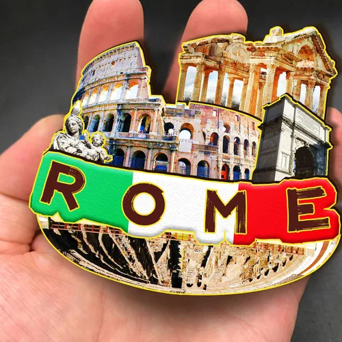 Miniatura 4 de Imán de madera de Italia Roma 3D para nevera, recuerdos coleccionables, decoración hecha a mano, artesanías 2