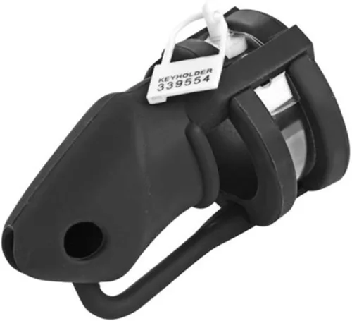 Miniatura 2 de Jaula para adultos BDSM ajustable de silicona negra para hombres, dispositivos de castidad masculina, jaula bloqueada, juguete sexual para hombres