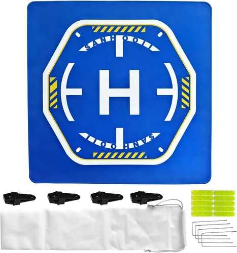 Drone UAV Landing Pad Helipad Launch 19.69 x 19.69 pulgadas (19.7 in) y 0.118 in (grosor) ponderado nocturno reflectante suelo pico portátil