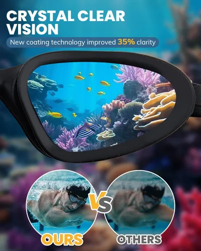 Miniatura 7 de MOXTOYU Swimming Goggles 2 Pack, Professional Anti Fog No Leaking UV Protection Swim Goggles for Women Men Adult Youth Aguamarina & plateado