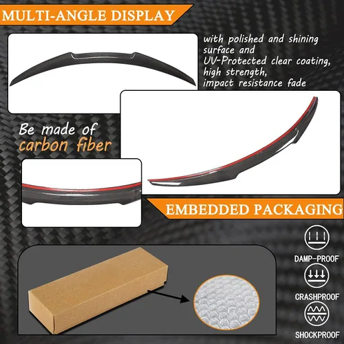 Miniatura 7 de Alerón de maletero de fibra de carbono para Alfa Romeo Giulia Sedan 2015-2024 Tapa trasera de maletero Highkick Spoiler Wing Lip Factory Outlet