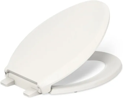 KOHLER 4636-RL-96 Cachet ReadyLatch - Asiento de inodoro alargado con cierre lento, cierre suave, tapa silenciosa del asiento de inodoro, topes