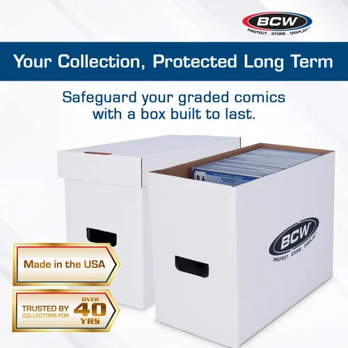 Miniatura 2 de BCW Caja de almacenamiento de cómics graduada, 10 unidades, papel corrugado blanco duradero, compatible con CGC Comics, capacidad para cómics de 35