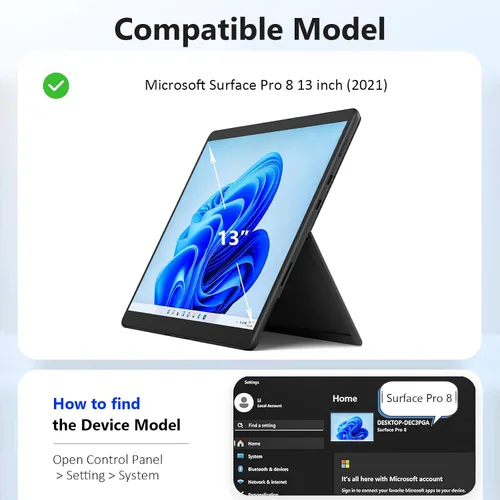 Miniatura 2 de ZenRich Funda Surface Pro 8 13 pulgadas 2021, zenrich Funda Resistente para Surface Pro 8 con Soporte de Pata Giratoria de 360 Grados y Correa