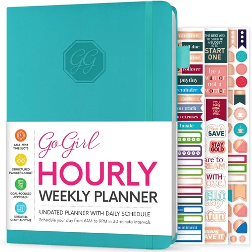 Miniatura 7 de GoGirl Planificador de Horario Semanal – Planificador de trabajo y vida por horas con franjas horarias – Organizador de agenda vertical para Rosa