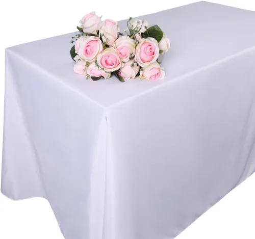 Miniatura 3 de GFCC Mantel cuadrado de poliéster blanco de 120 x 120 pulgadas. Decoración de mesa para fiestas