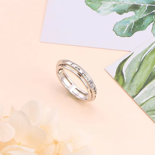 Miniatura 3 de Anillo giratorio de plata de ley S925 para aliviar la ansiedad y la preocupación, anillo inspirador para aliviar el aburrimiento y el autismo