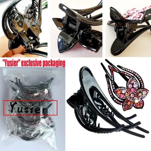Miniatura 6 de 4 pinzas para el cabello con diamantes de imitación de corazón y flores, pasadores decorativos brillantes para el cabello, accesorios