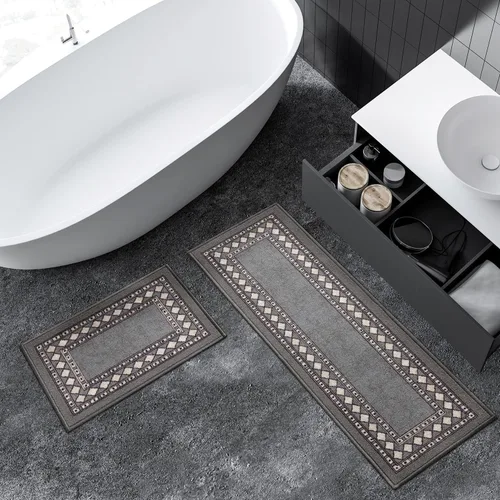 Miniatura 41 de Antep Rugs - Alfombras modernas con bordes, antideslizantes (antideslizante), de perfil bajo con respaldo de goma, para cocina, juego de 2 piezas