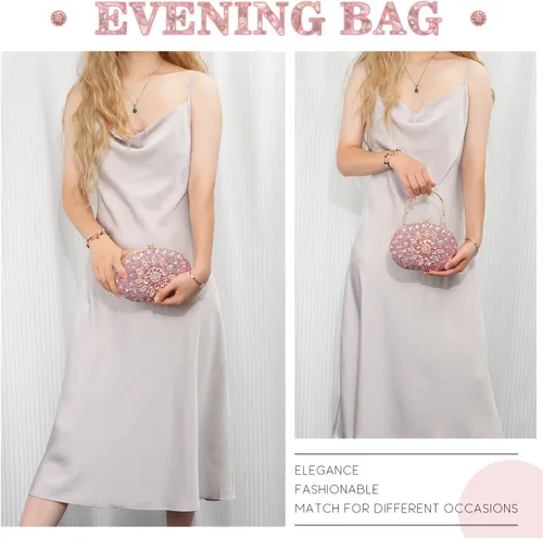 Miniatura 6 de Bolso de mano de noche con diamantes de imitación para mujer, bolsa de mano con diamantes brillantes y brillantes, bolsa de fiesta de boda de cristal