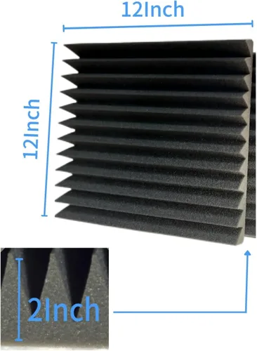 Miniatura 7 de Paquete de 24, 30.5 x 30.5 x 5 centímetros, paneles acústicos, paneles de pared, paneles de sonido, utilizados para insonorización, paneles de Negro