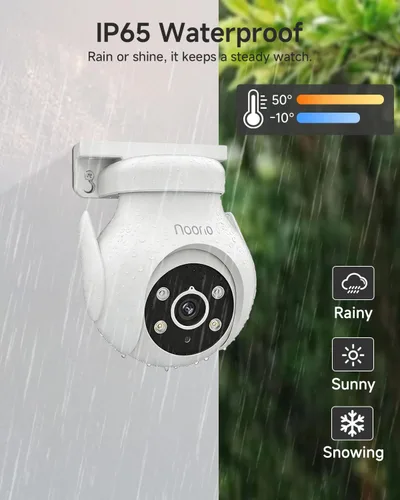 Miniatura 7 de Noorio Cámara de seguridad 2K para exteriores, panorámica/inclinación de 360°, cámara de conversación bidireccional con cable para vigilancia